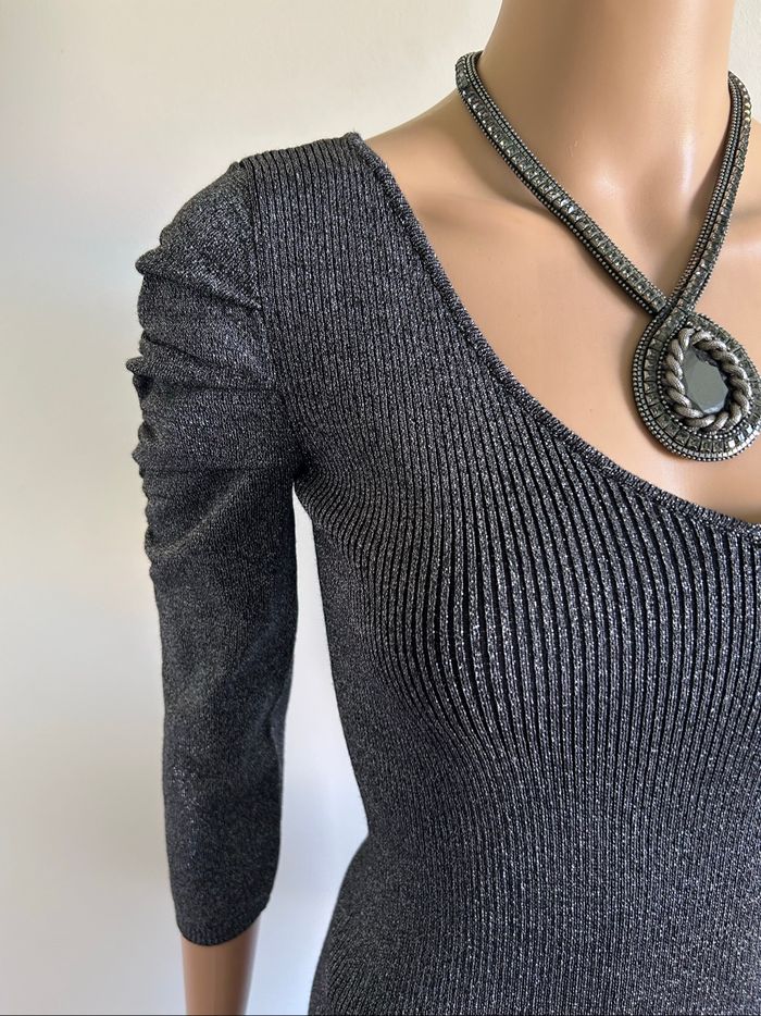 Pull argenté pailleté Morgan taille M comme neuf - photo numéro 4
