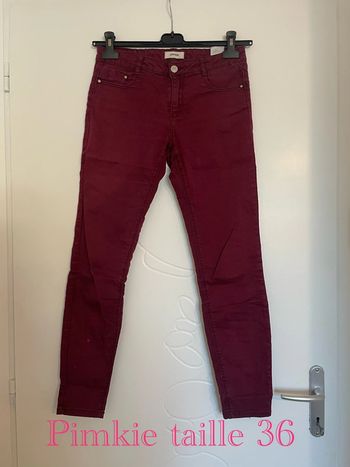 Pantalon extensible bordeaux taille haute coupe skinny pimkie taille 36