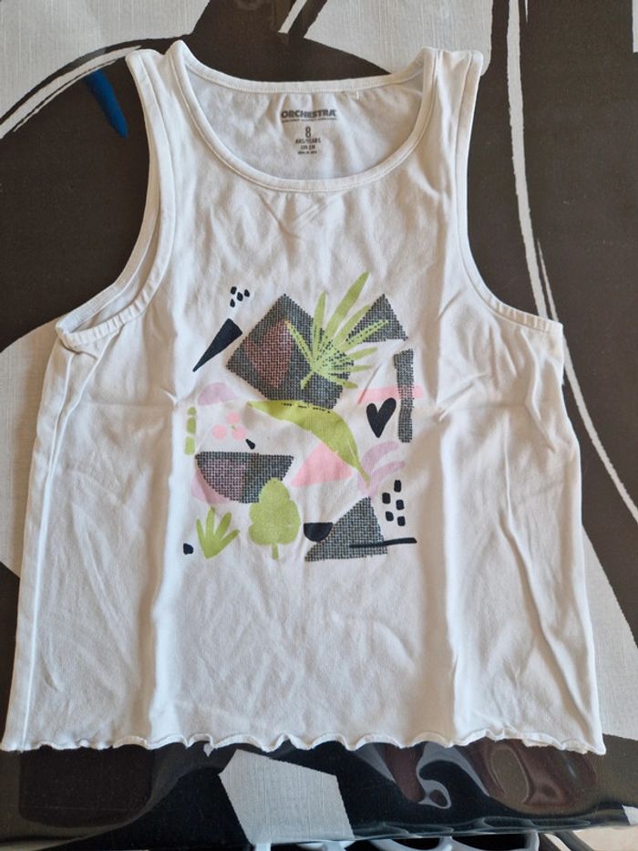 Tee shirt debardeur 8 ans orchestra blanc