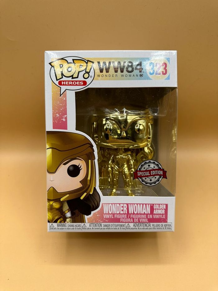 Figurine Funko Pop - Wonder Woman 1984 - Ww84 N°323 - Wonder Woman Armure En Or - Chromé Or (47372)
