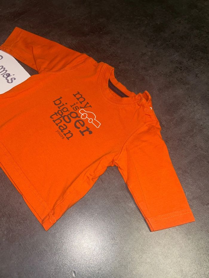 Tee shirt a mangues longues bébé orange - photo numéro 3