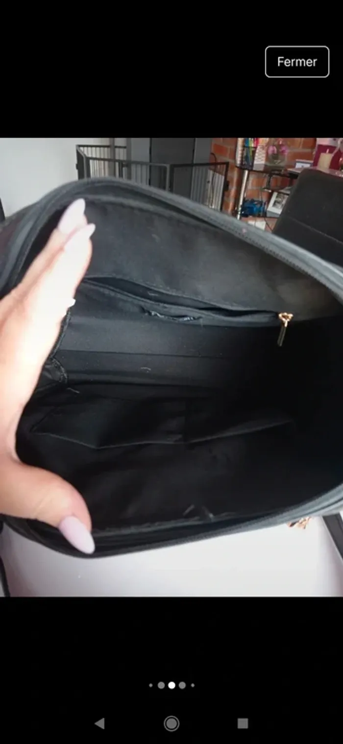 Sac a main bandoulière rose et noir - photo numéro 7