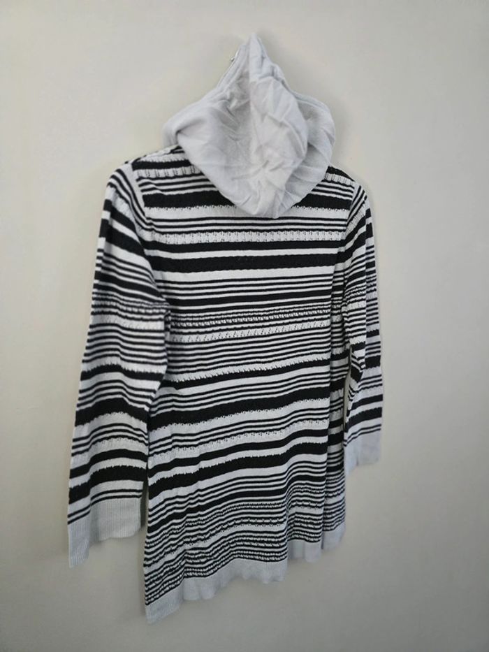 Sweat à capuche Calvin Klein Jeans rayé noir et blanc femme taille L – Style décontracté chic - photo numéro 6