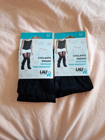 Lot de 2 Collants enfant fin noir fantasie miss rigolote avec un single 4/5 ans