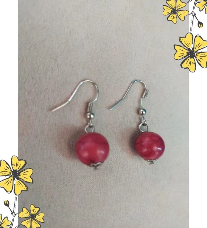 Boucles d’oreilles perle rose – Élégance simple sur crochet - photo numéro 5