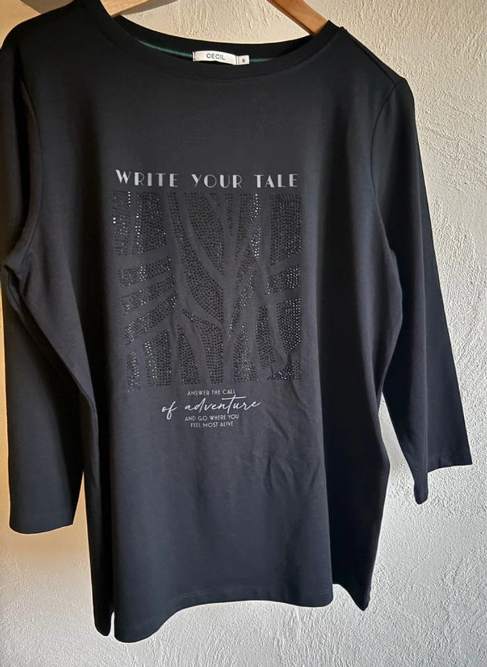 Polo manche longue noire Cecil