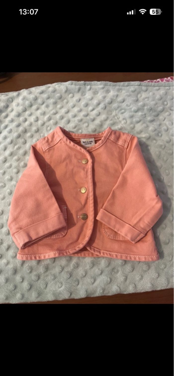 Veste en jean rose bebe 3 mois tape à l’œil - photo numéro 1