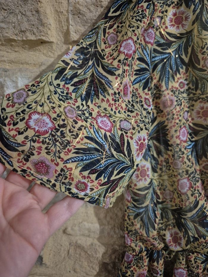 Magnifique robe chic liserai or cache cœur Flamant rose taille M - photo numéro 2