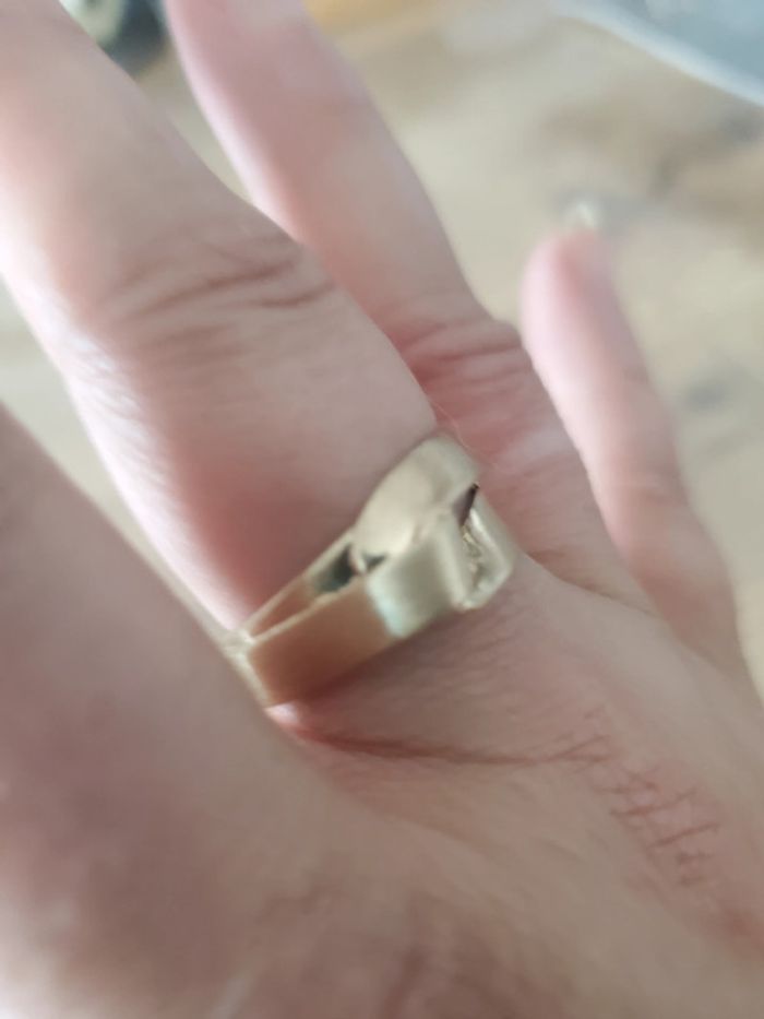 Bague anneau géométrique torsadée dorée neuve - photo numéro 4