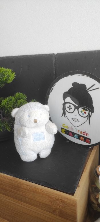 petite peluche tartine et chocolat herisson bleu blanc ancien vintage