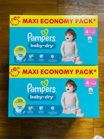 2 maxi packs couches Pampers Baby Dry taille 4