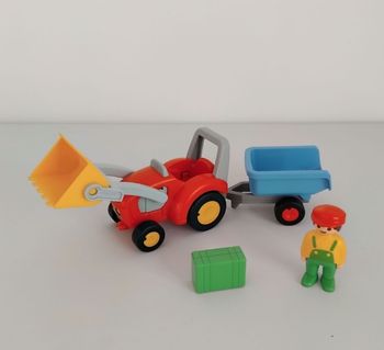 PLAYMOBIL 123 Tracteur de Ferme et Remorque Junior 6964 Complet 🚜