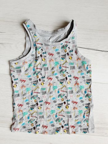 Vêtement garçon tee-shirt débardeur gris émoji Tex 4 ans