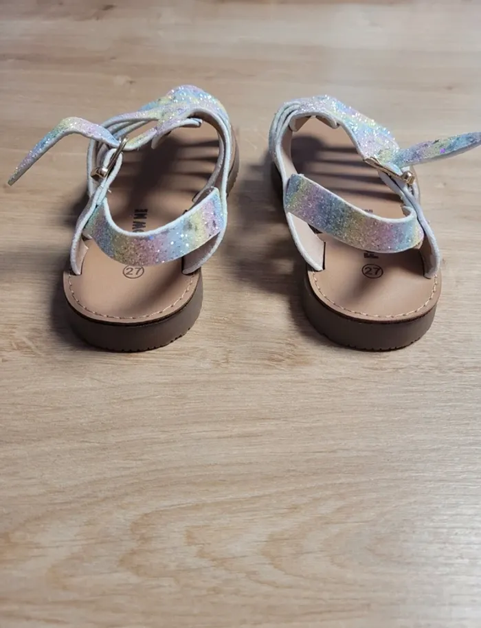Sandales fille pailletées multicolores neuves 27 - photo numéro 5