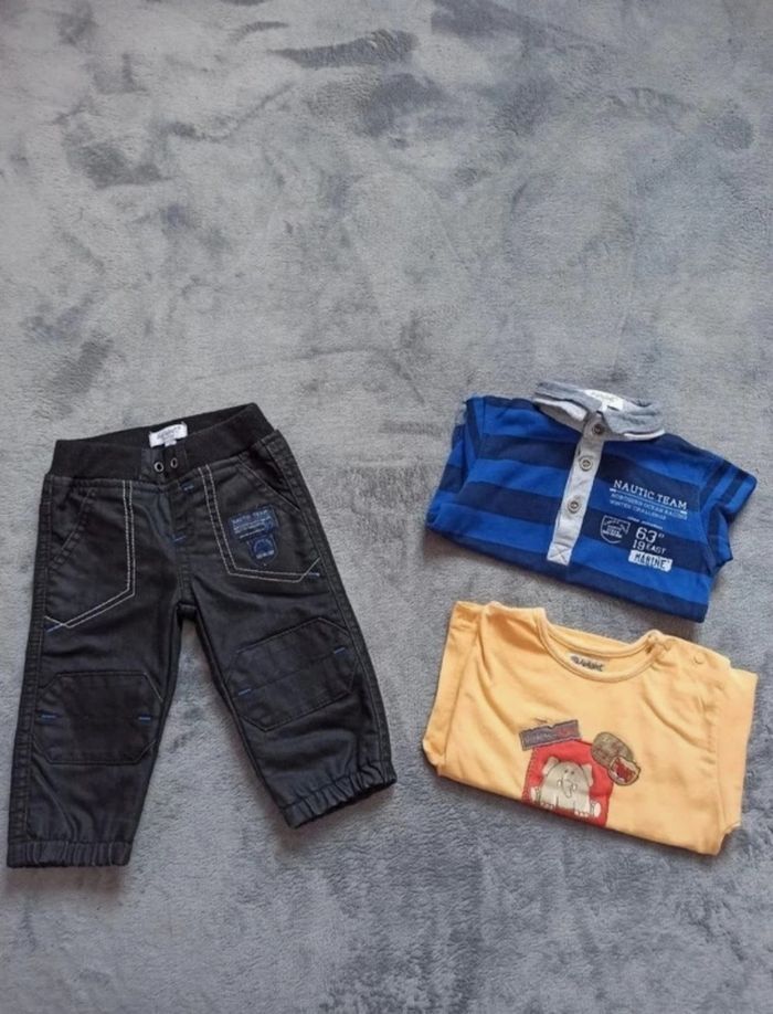 Ensemble pantalon+2 tee shirt 6 mois " éléphant "