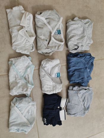 Lot bodies croisé bébé garçon hiver  1 mois