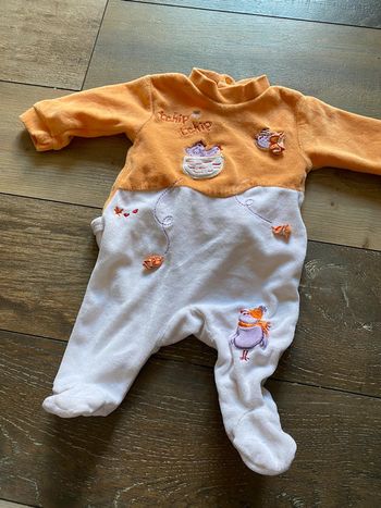 Pyjama grenouillère 1 mois oiseau jaune et orange