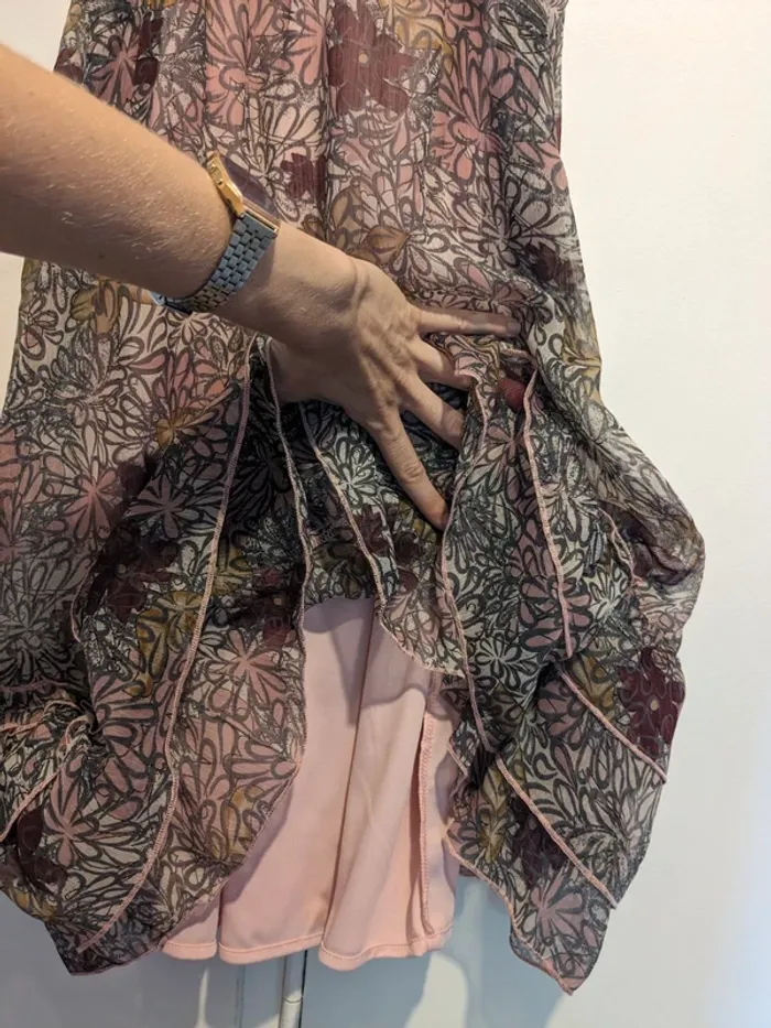 Robe Agatha Halterneck sortie de collection - fleurie rose - photo numéro 6