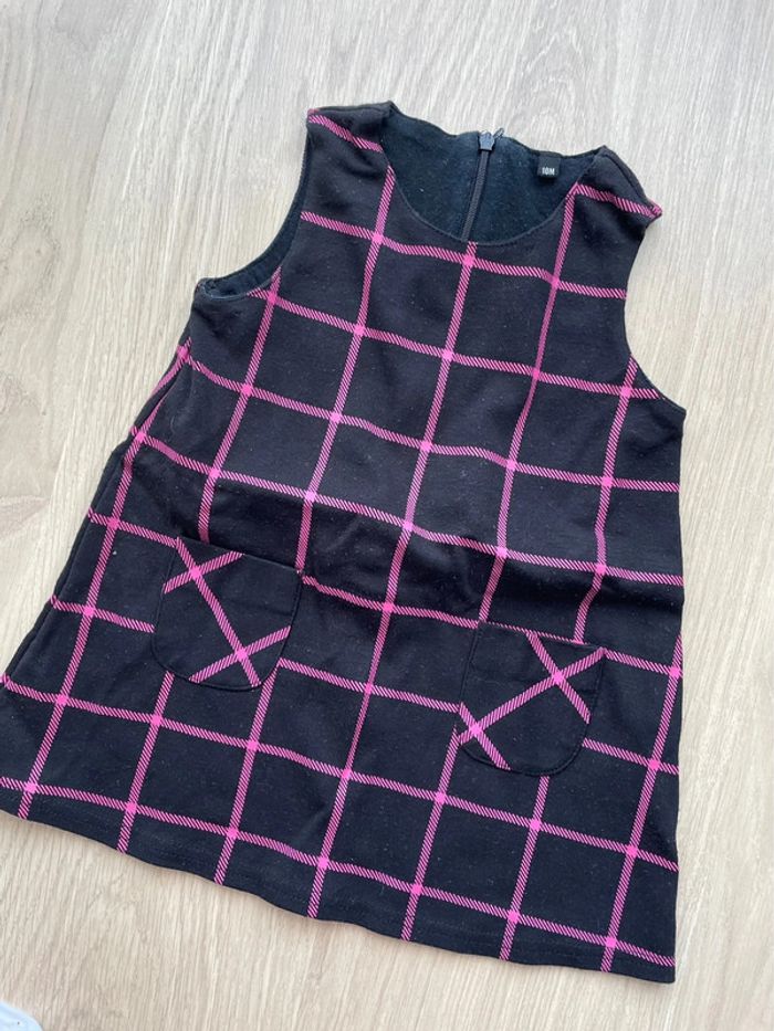 Robe noire à carreaux roses bébé fille 18 mois