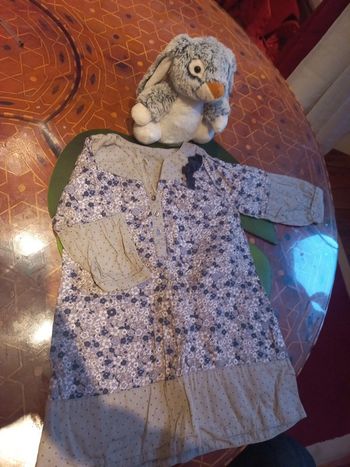 Tunique robe coton grise mauve a fleurs