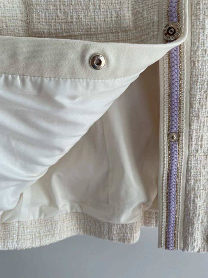 Ensemble veste + jupe Maje tweed liseré lilas – Taille 36 - photo numéro 5