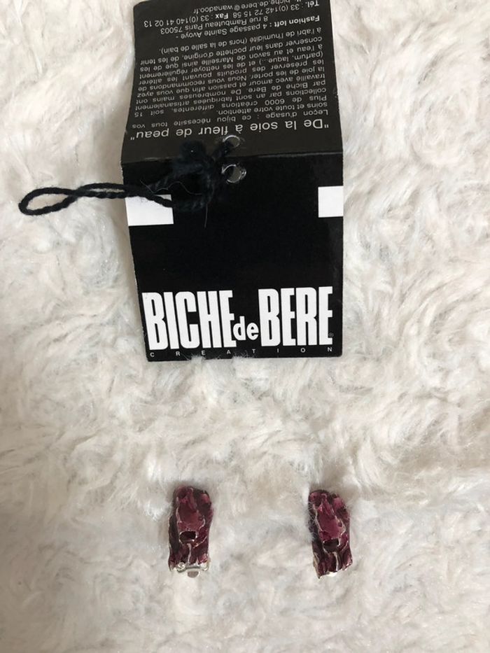 Boucles d’oreilles de créateur biche de bere « cassis » à clips NEUVES - photo numéro 6