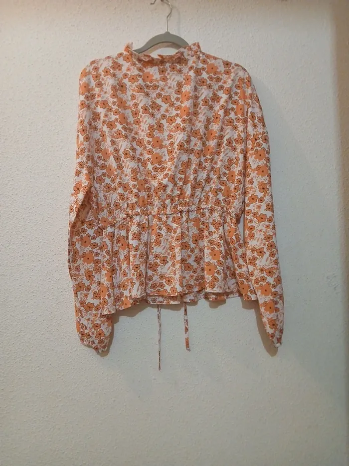 Joli blouse fleuris blanc/orange " Giracoo " taille m/l - photo numéro 4