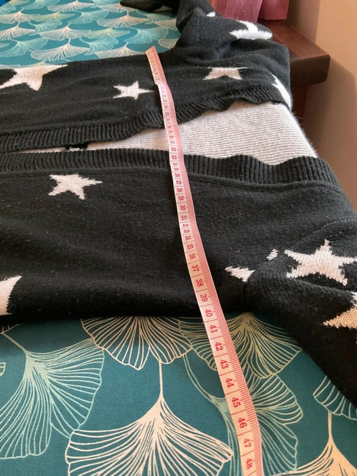 Long gilet chaud noir et blanc pour fille Newco taille 12 ans - photo numéro 3