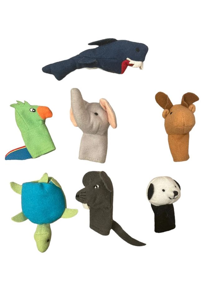 Lot de 7 marionnettes à doigts animaux