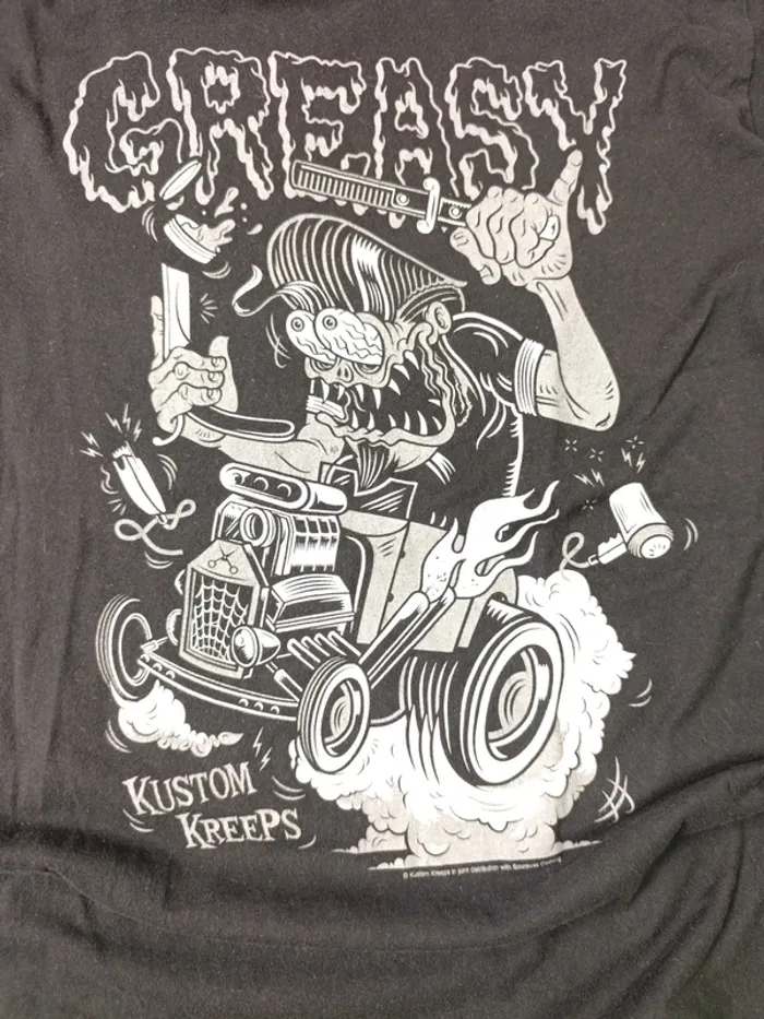 T-shirt imprimé graphic tee greasy kustom kreeps - L - photo numéro 2