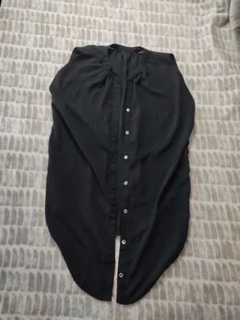 Chemise chemisier long sans manches noir semi transparent taille 38