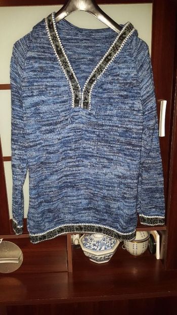 pull homme bleu chiné