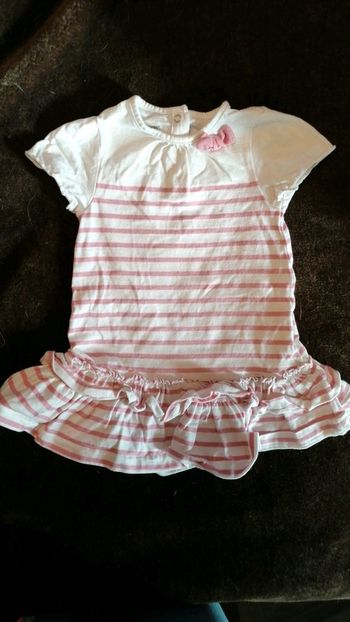 Robe à rayures blanche et rose vertbaudet 18 mois