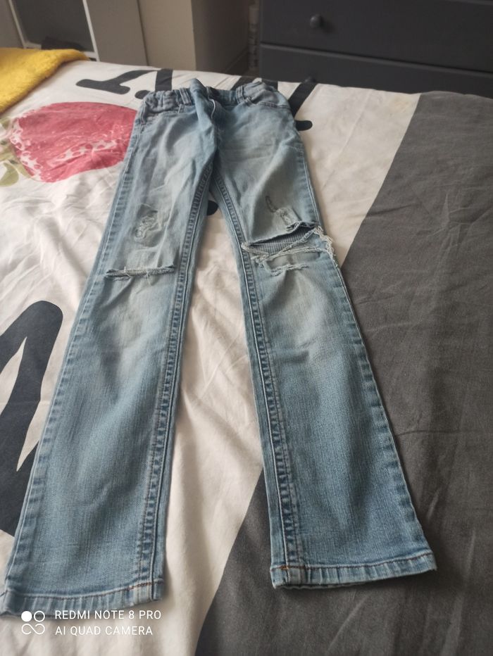Jeans bleu  clair craque 10 ans ikks - photo numéro 2
