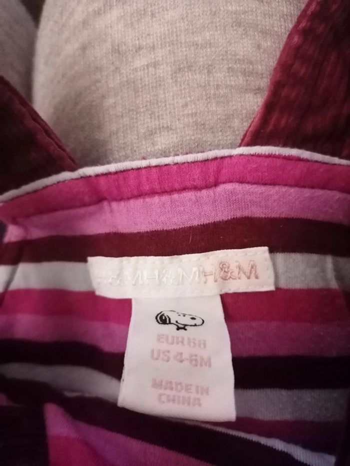 Robe hiver bébé fille velour bordeaux Snoopy - photo numéro 3