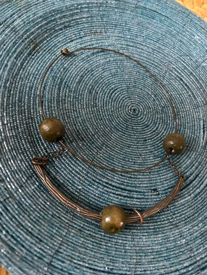 Collier femme, bijoux, original perle vert - photo numéro 2