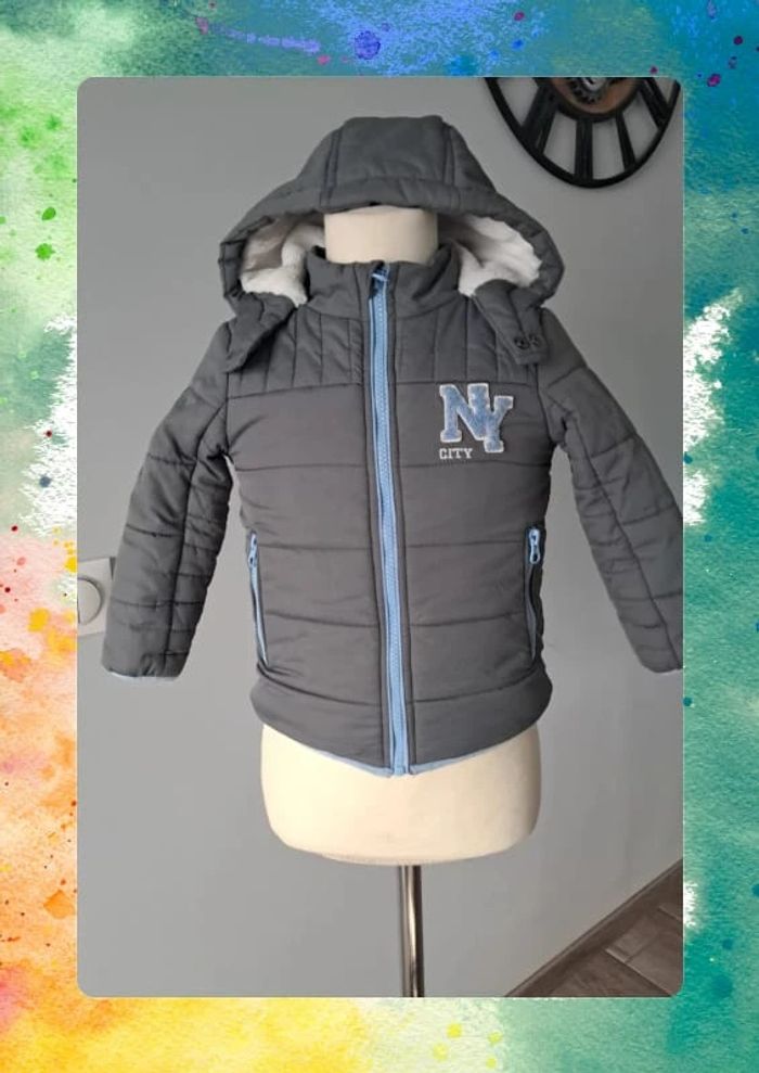 Manteau doublé polaire avec capuche 3 ans