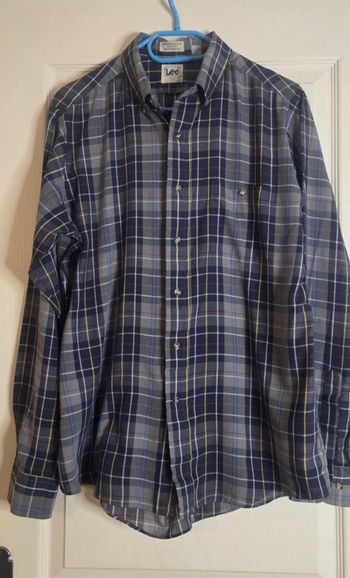 LEE – Chemise Homme Carreaux Bleu/Gris – Taille L – Excellent État