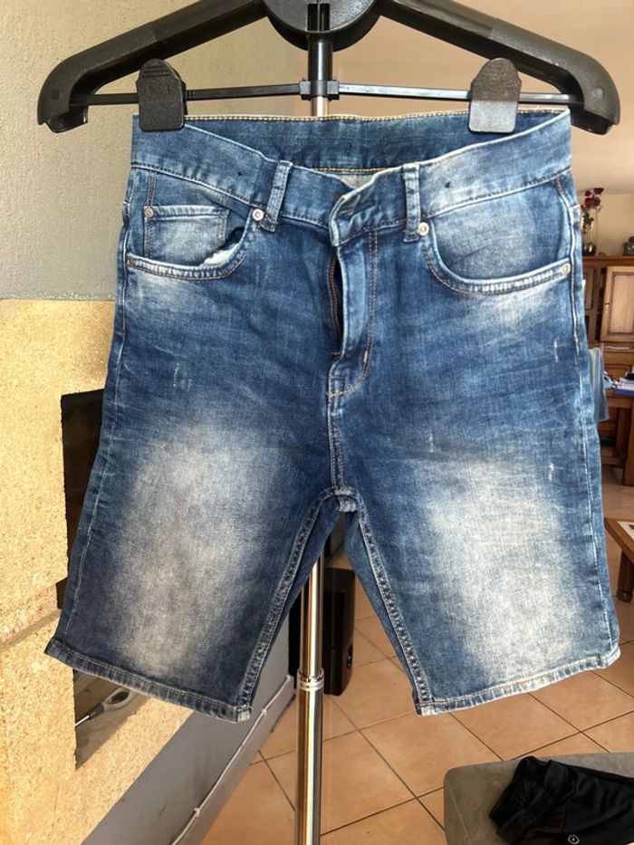 Bermuda garçon bleu effet usé h&m