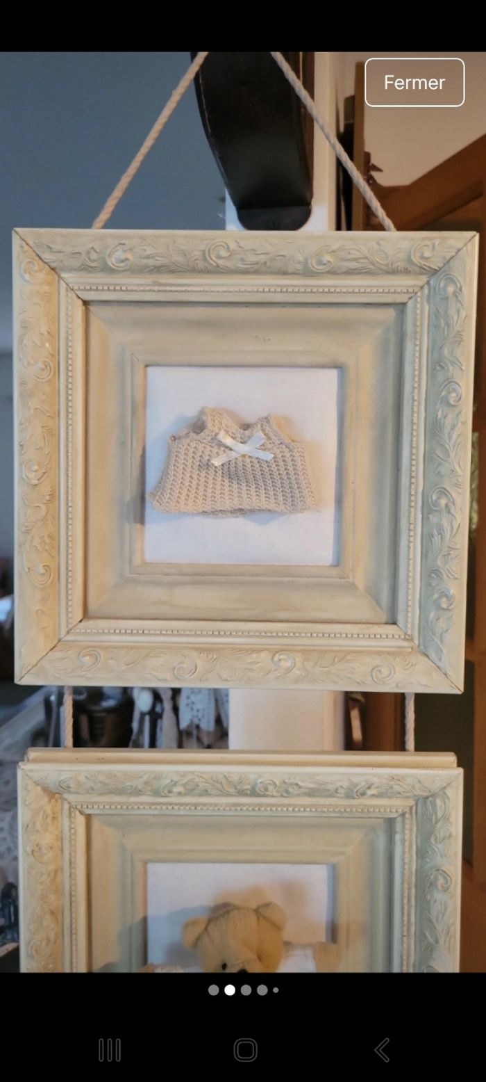 3 cadres reliés effet bois sculpté crème - photo numéro 2