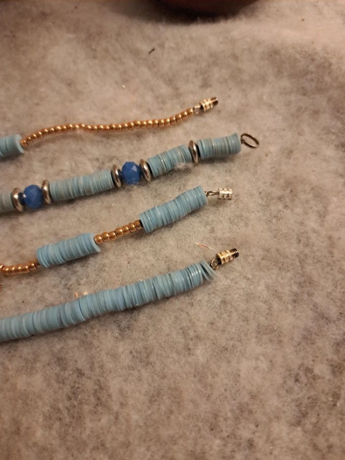 Lot de bracelets bleu et doré heishie - photo numéro 9