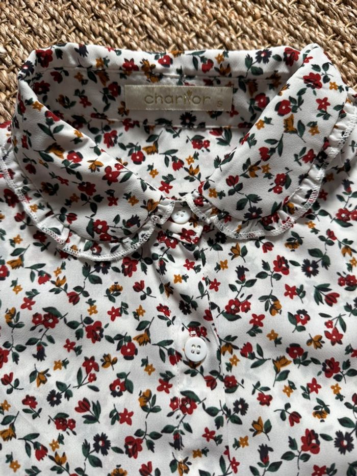Chemisier femme blanc fleuris taille S - photo numéro 2