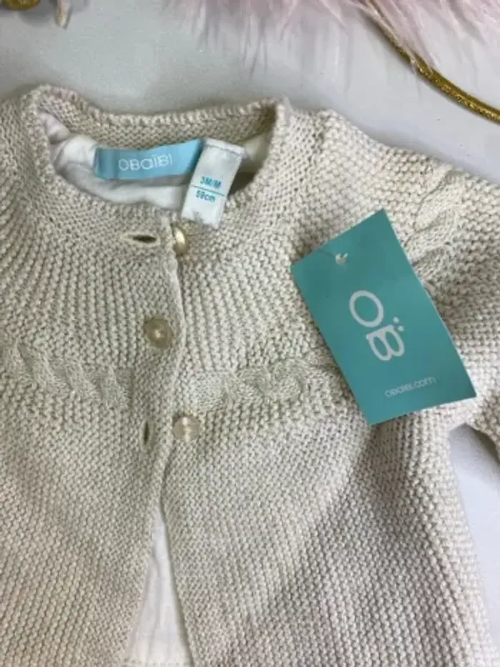 Gilet bébé fille - neuf - Obaïbi - Taille 3 mois - photo numéro 2