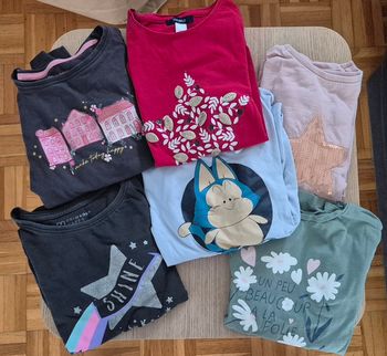 Lot 6 t-shirts manches longues 7-8 ans