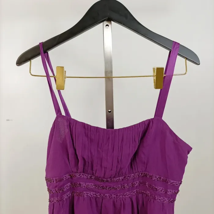Robe violette soie 100 % 1.2.3 Paris, taille 38, bretelles fines, élégante et fluide A803 - photo numéro 2