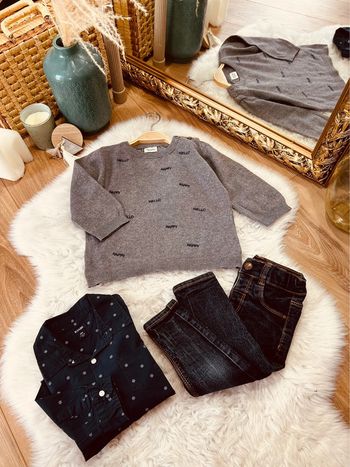 Taille 18 mois ensemble 3 pièces garçon TAO Kiabi gris bleu marine* happy * 💙