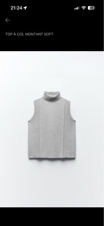 pull gris col roulé sans manche