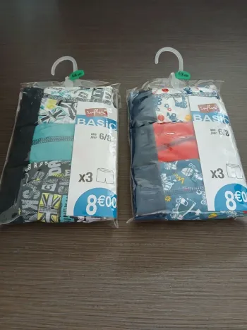 Lot de 6 boxers en coton garçon 6/8 ans