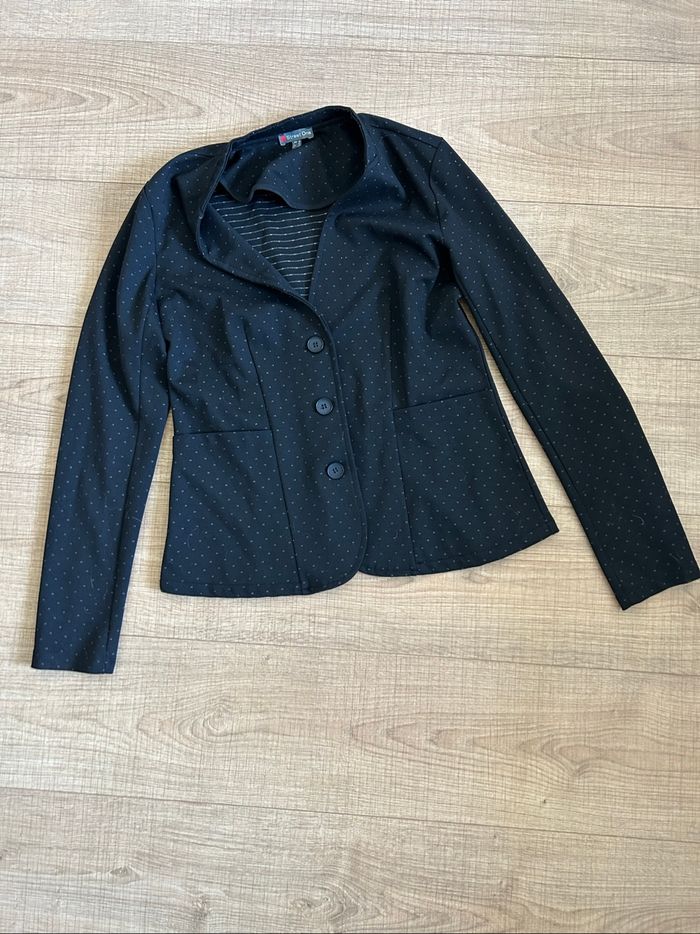 Blazer noir à pois Street One taille française 40 excellent état - photo numéro 7