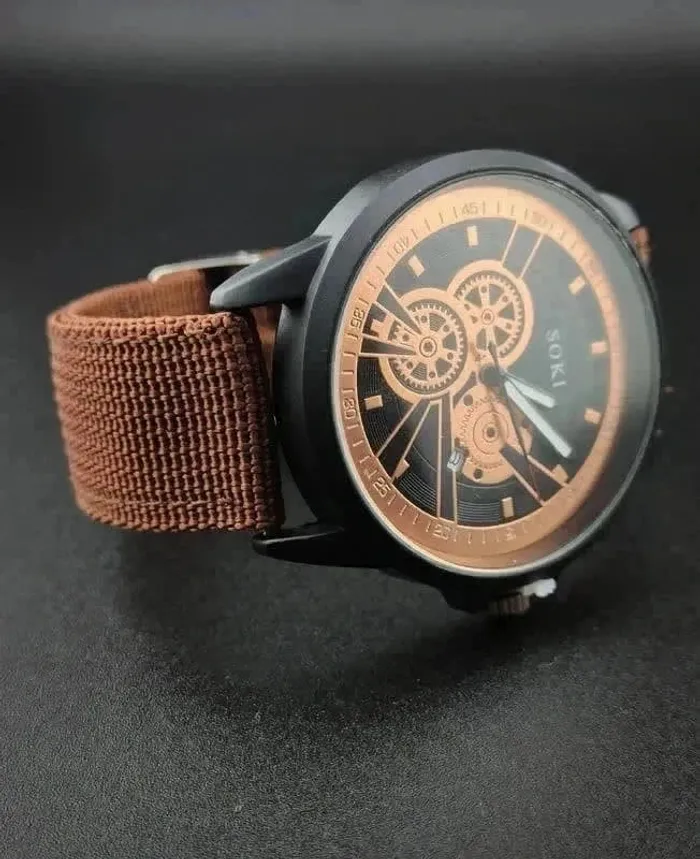 Montre marron style mécanique, bracelets - photo numéro 2